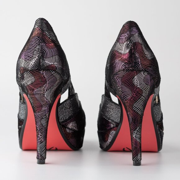 POETIC LICENSE VINTAGE REVIVAL Size 8.5 Black Metallic Heels - Picture 6 of 9